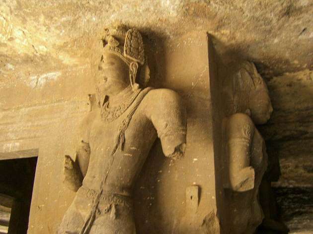 Ancient Indian sculpture at Elephanta Island, Mumbai, Maharashtra